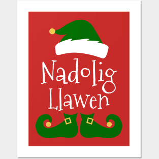 Nadolig Llawen Welsh Cymru Merry Christmas Wales Elf Posters and Art